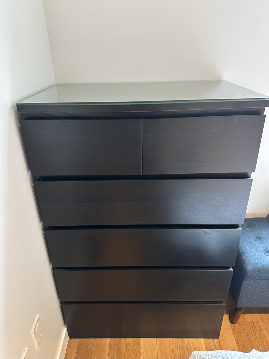 IKEA Black Dresser with Glass Top - photo 2