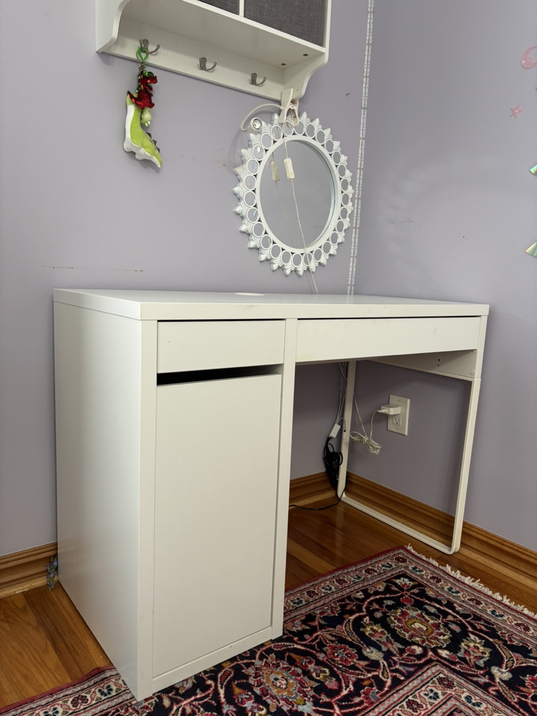 White desk with storage