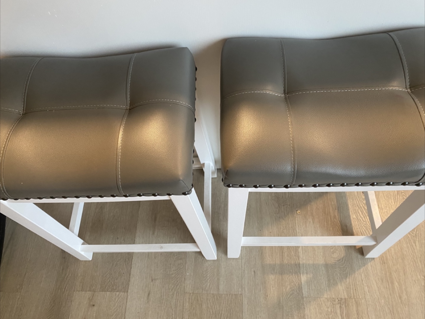 Set of 2 Gray Upholstered Counter Stools - photo 3