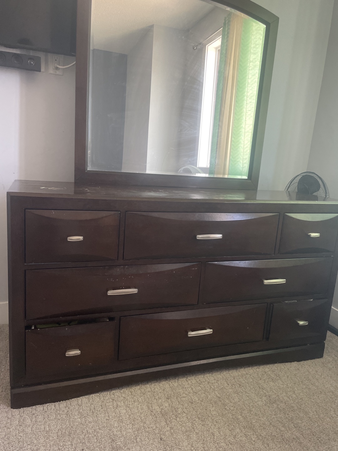 Dark Brown Dresser with Mirror
