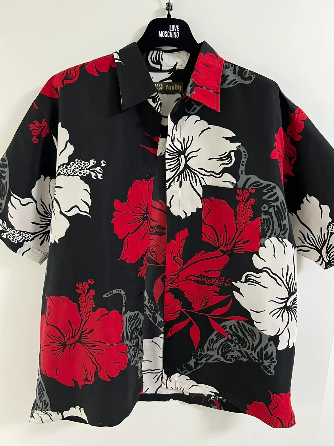 Vintage Floral Print Summer Men Short Sleeve Shirt Size M image indicator(4)