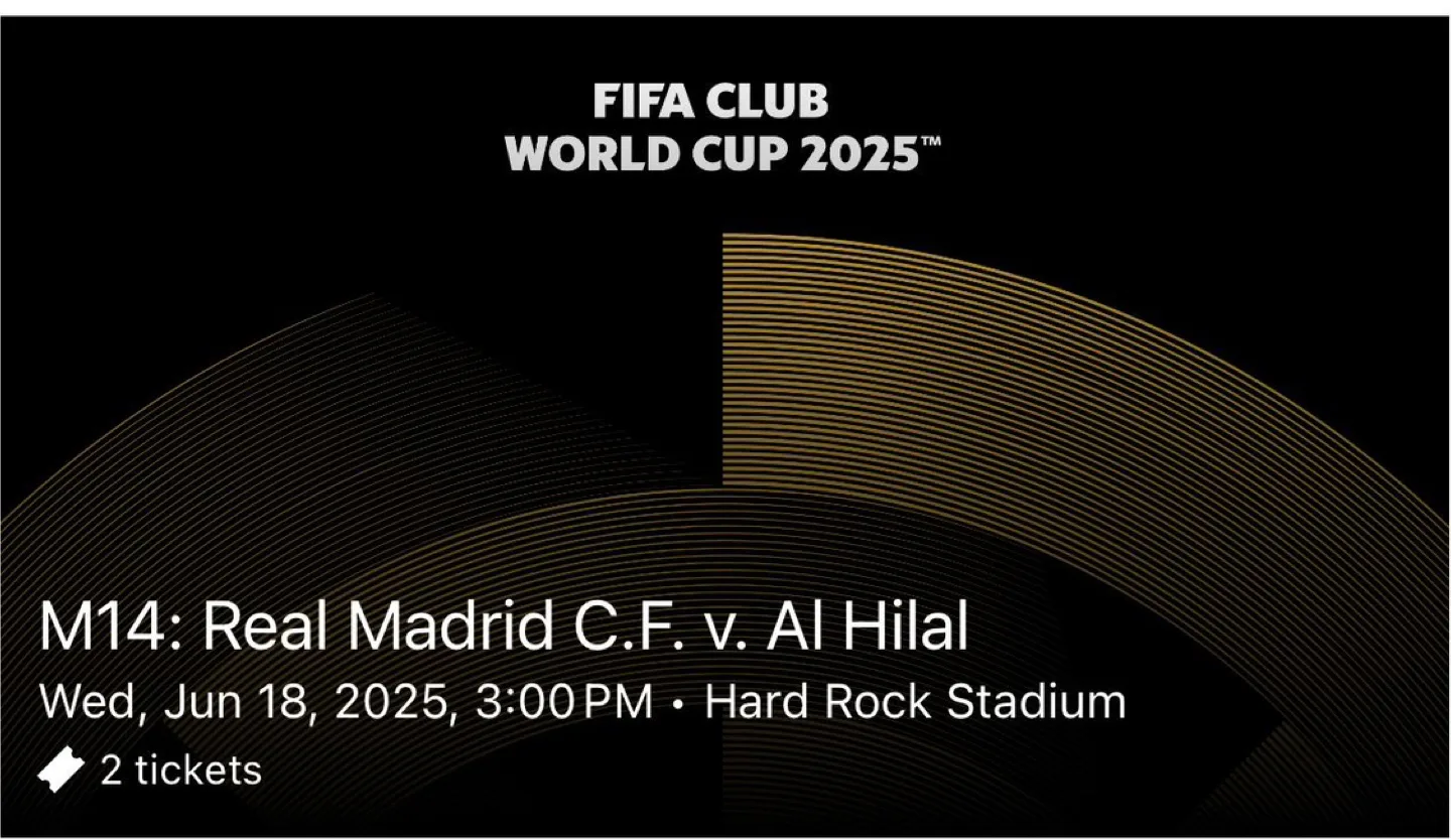 FIFA Club World Cup 2025 Tickets - Real Madrid vs Al Hilal thumbnail