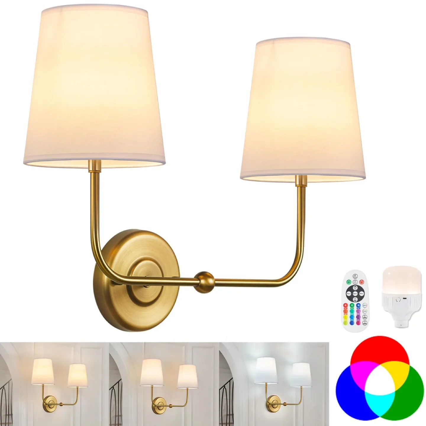 New Battery Rechargeable Operated 3 Colors Dimmable Wall Sconce thumbnail