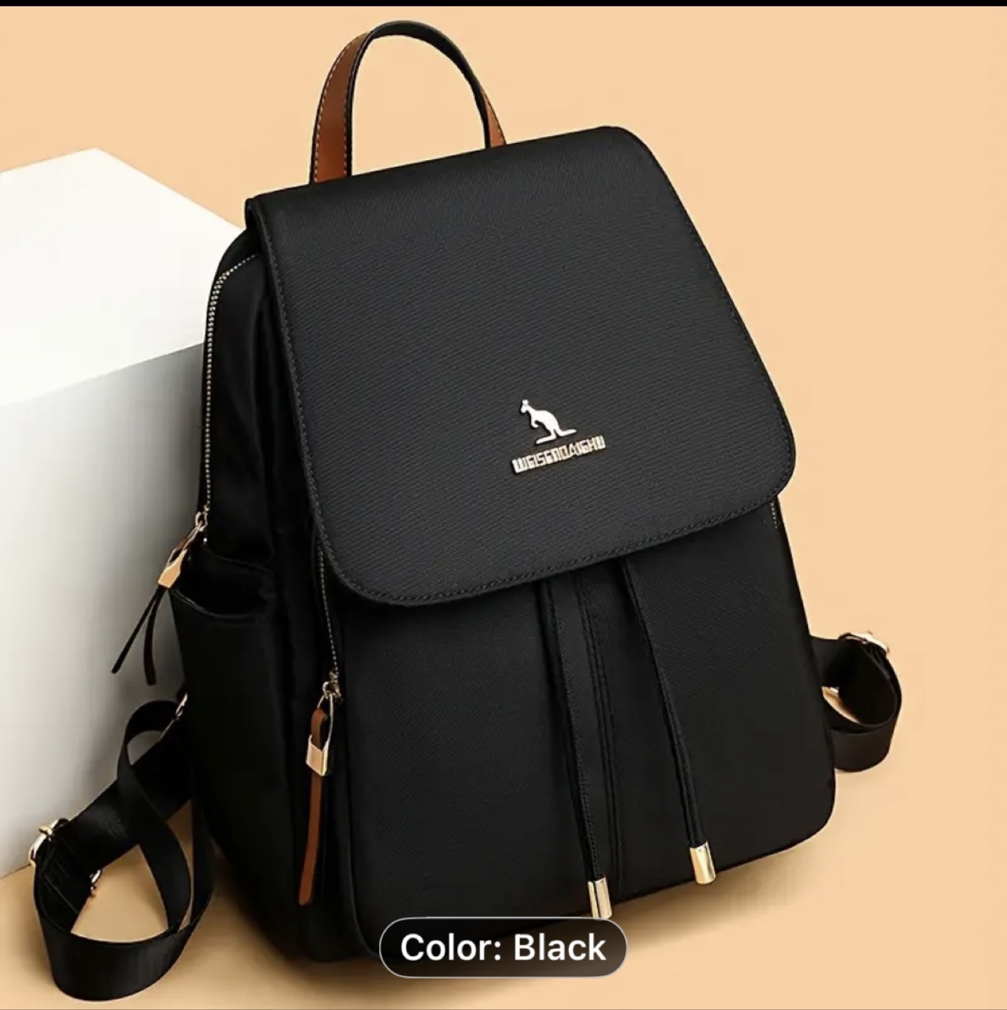 Black Backpack with Silver Accents