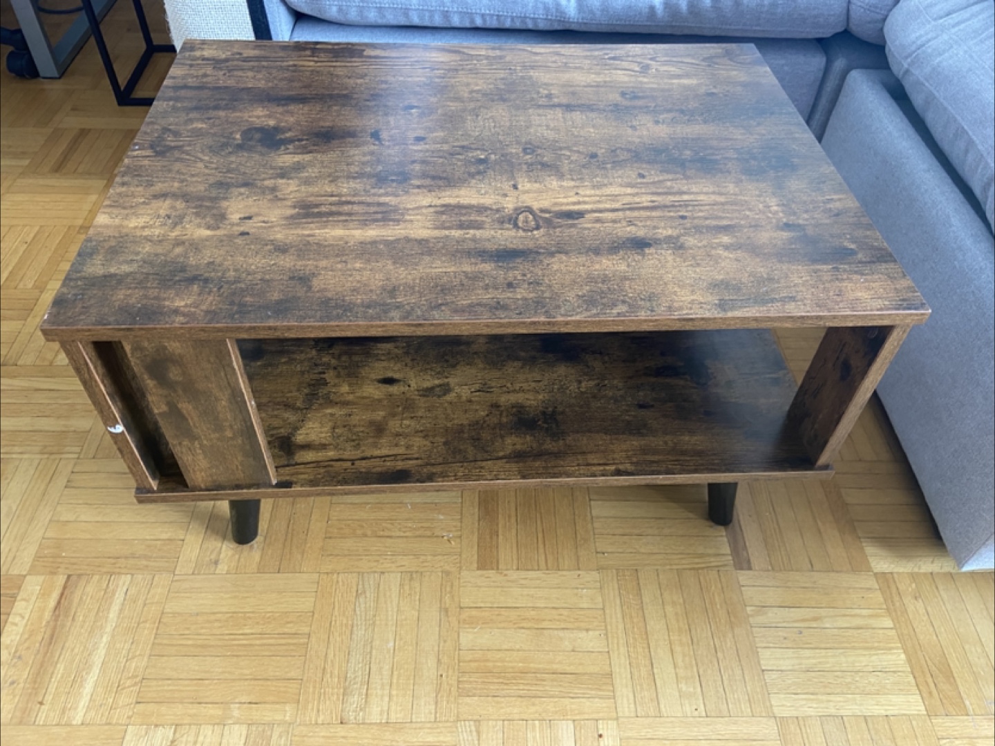 Brown Coffee Table Wood Small Spaces Apartment Living - photo 3