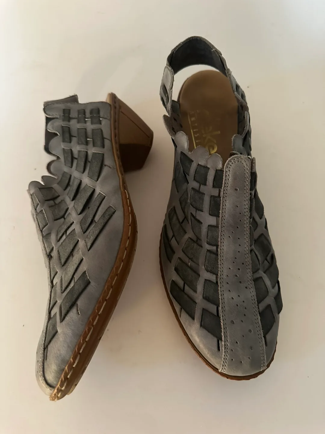 Rieker Grey Woven Slingback Sandals size 39/ US8 image indicator(5)