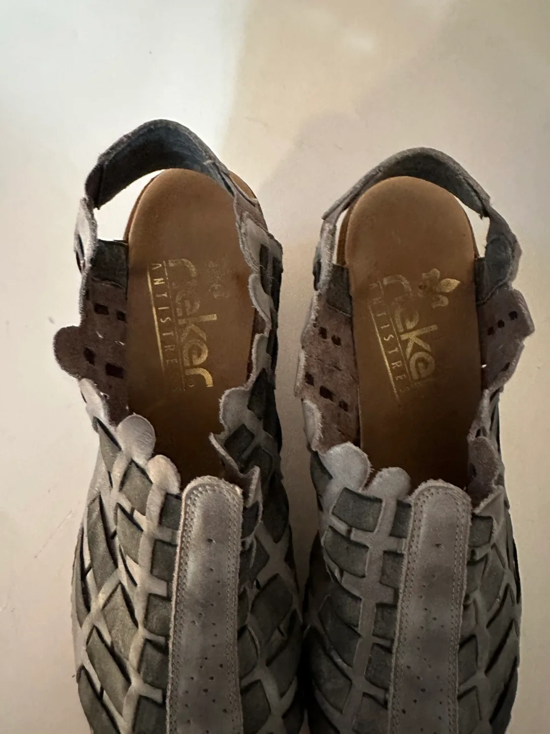 Rieker Grey Woven Slingback Sandals size 39/ US8 image indicator(2)