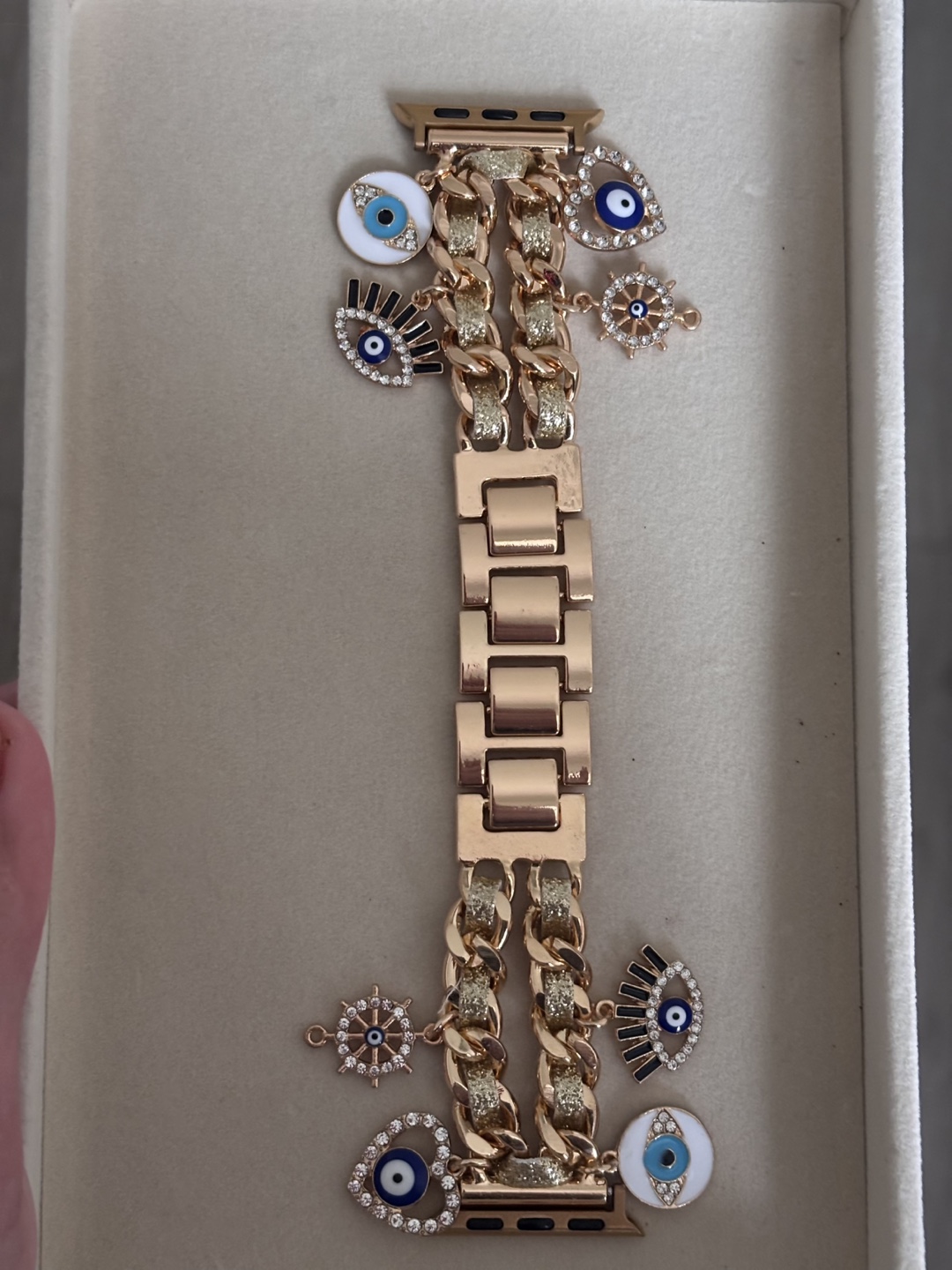 Gold Chain Watch Band with Charms