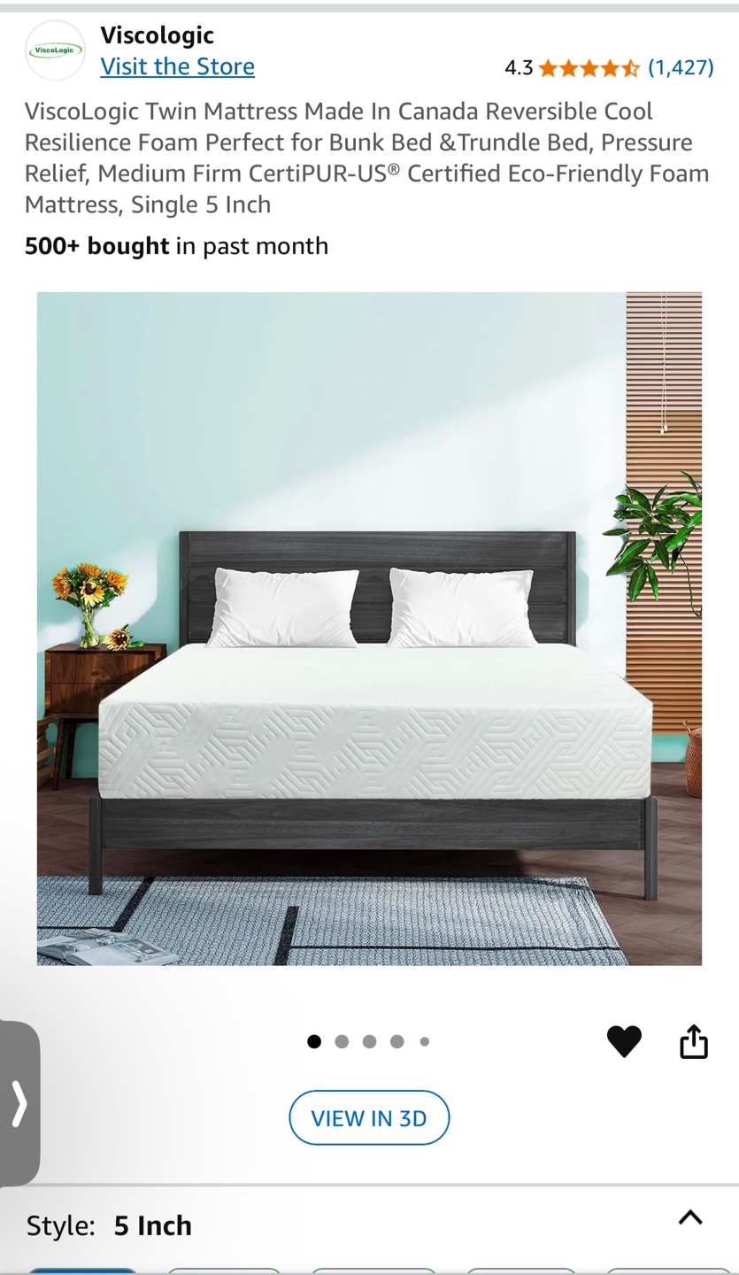 Viscologic Twin Mattress 5”