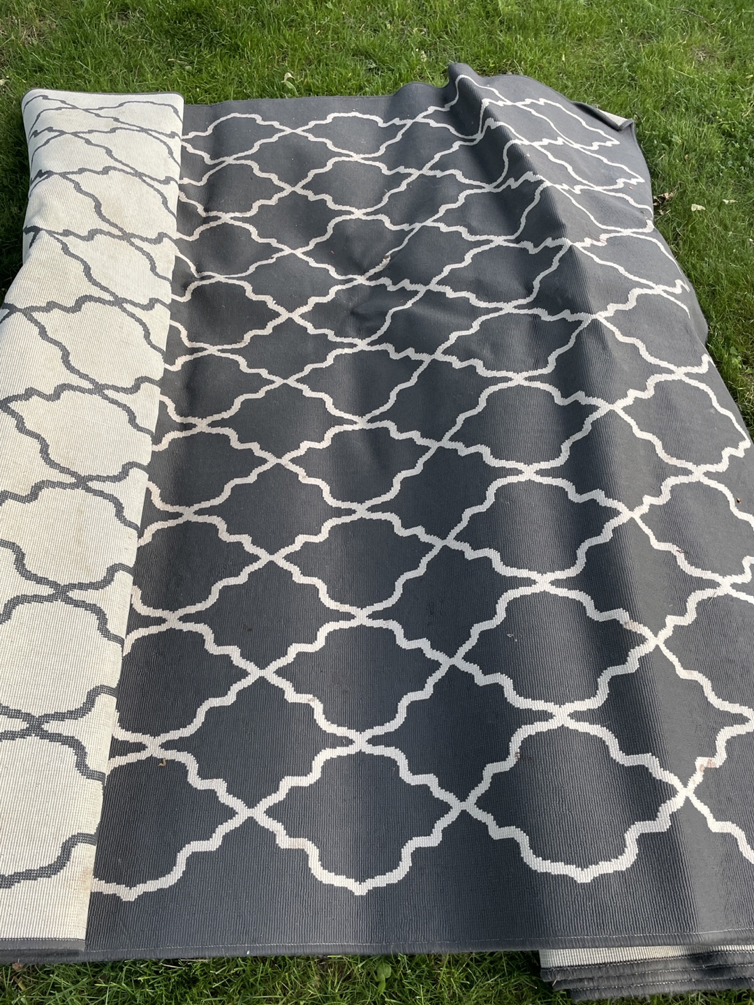 Grey and White Outdoor Rug