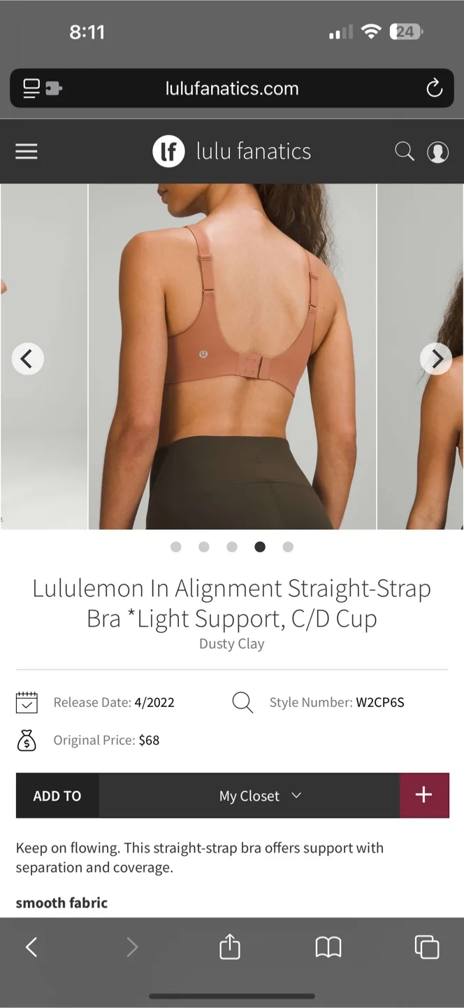 Lululemon In Alignment Straight-Strapped Adjustable Bra - BNWT image indicator(5)