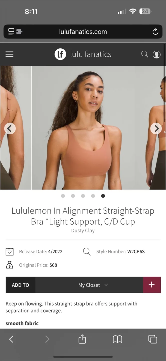 Lululemon In Alignment Straight-Strapped Adjustable Bra - BNWT image indicator(6)