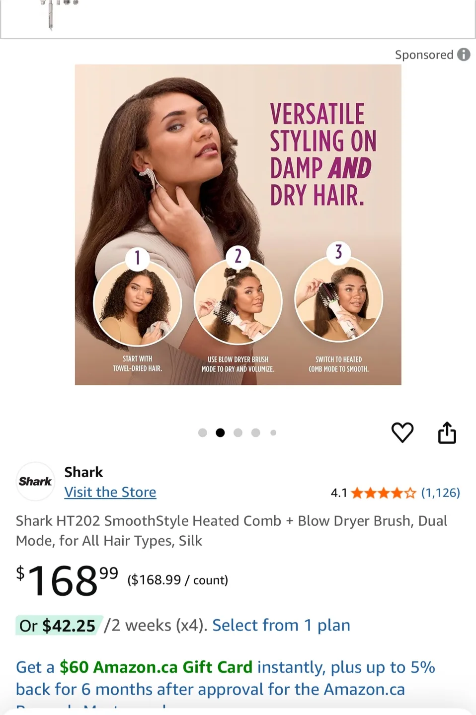 Shark SmoothStyle Heated Comb and Blow Dryer Brush
