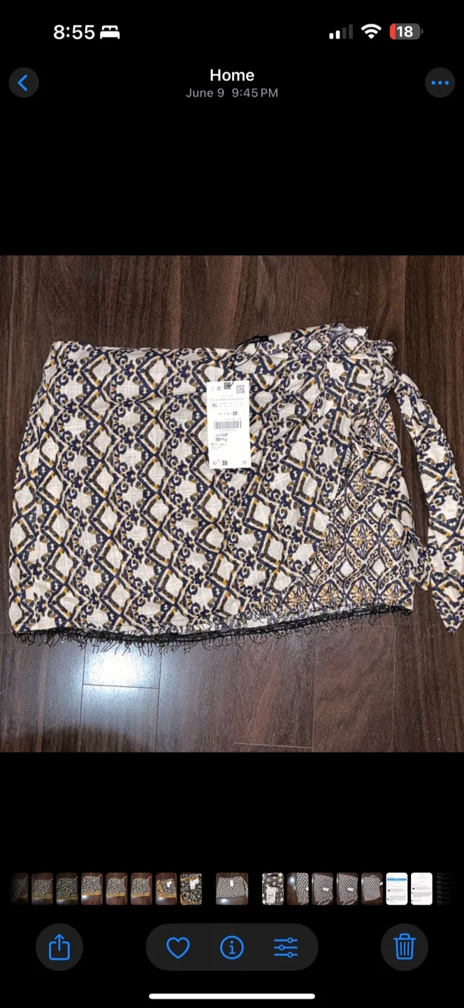 Zara Wrap Style Miniskirt with Beaded Hem thumbnail
