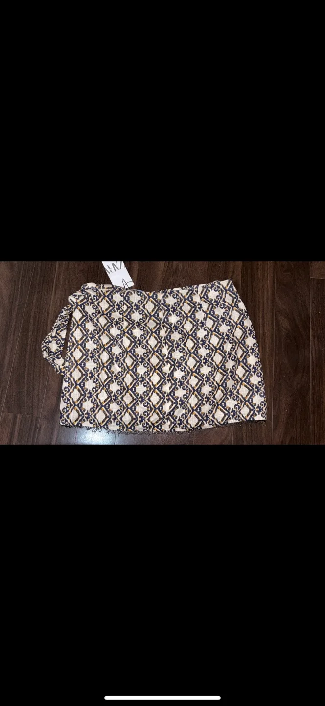 Zara Wrap Style Miniskirt with Beaded Hem image indicator(4)