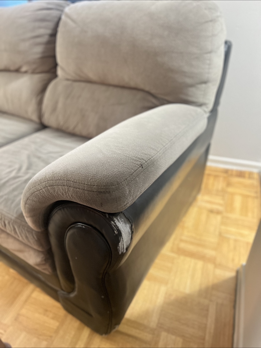 Two-seater grey- beige couch - photo 2