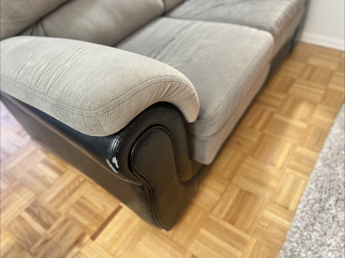 Two-seater grey- beige couch - photo 3