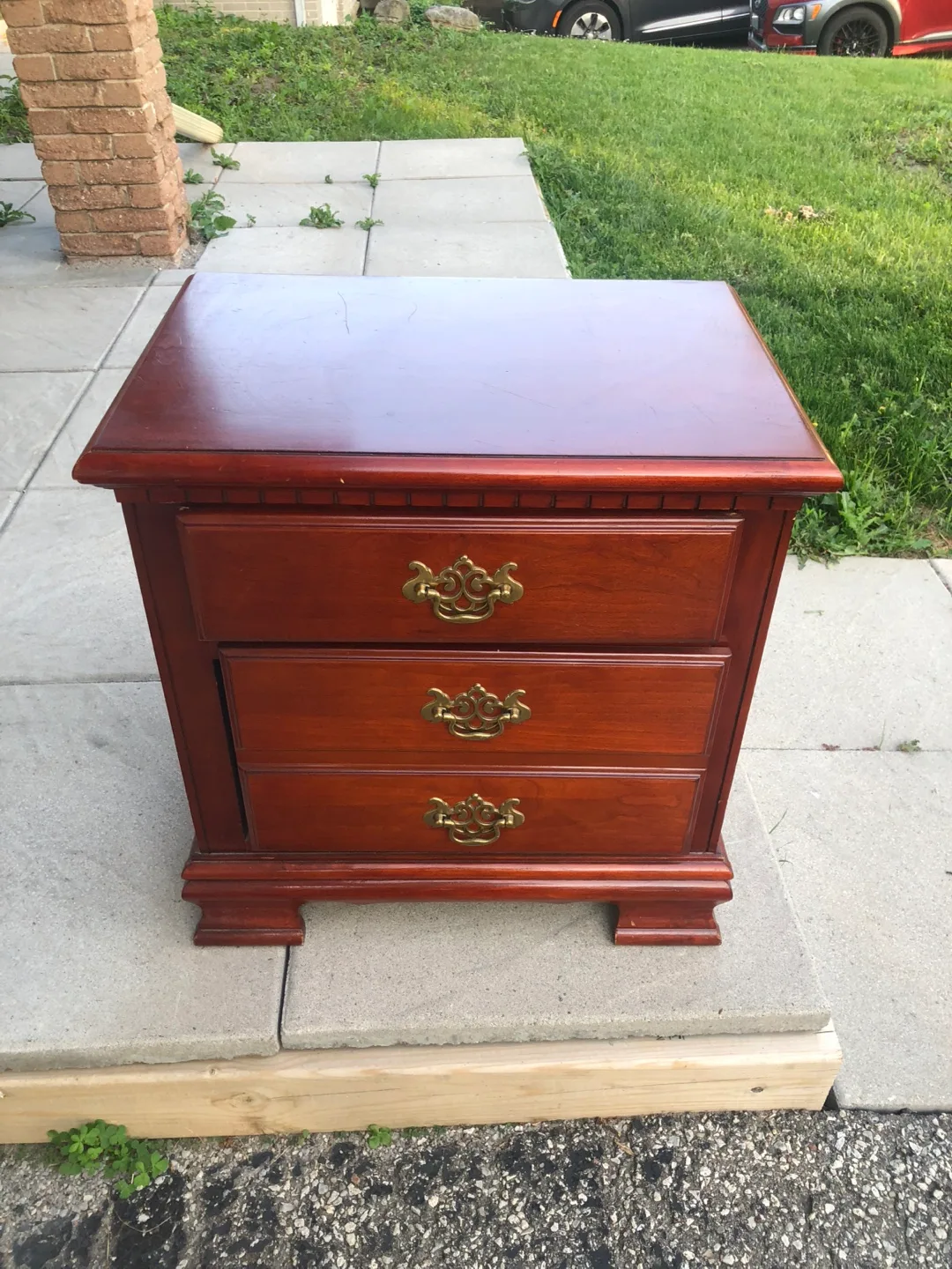 Wooden Bedside Table with Drawers thumbnail