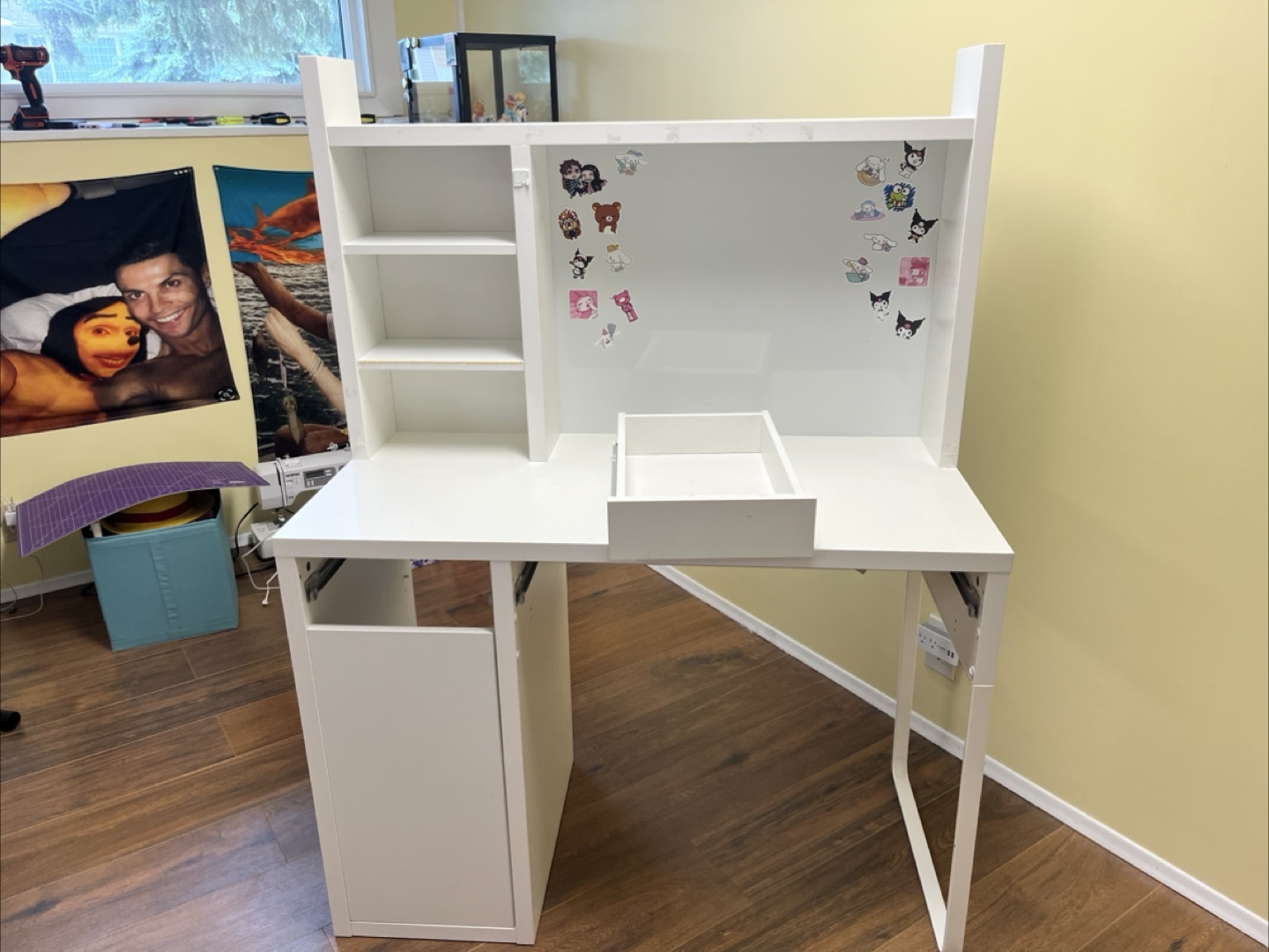 White ikea Micke Desk with Shelves