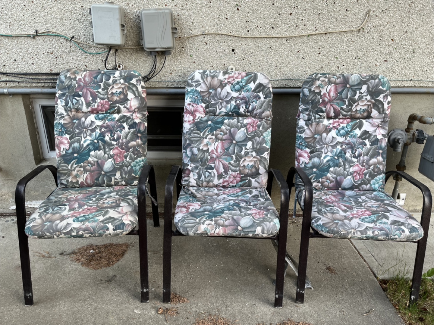 Outdoor Patio Chairs - Floral Print, pending pick up