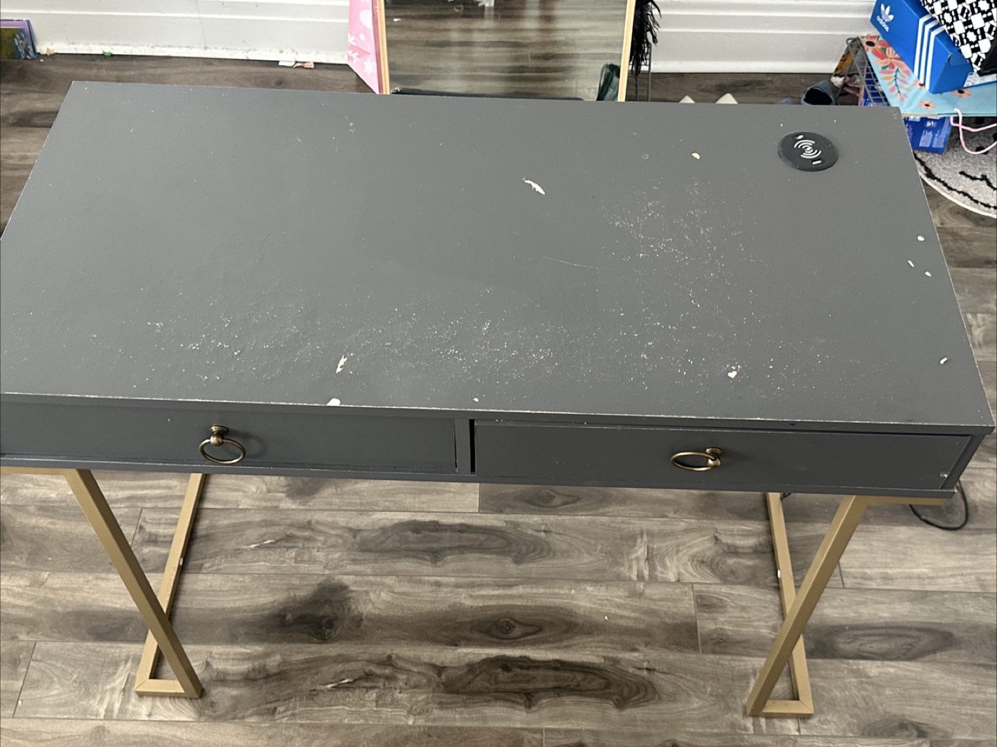 Grey Desk with Gold Legs - photo 2