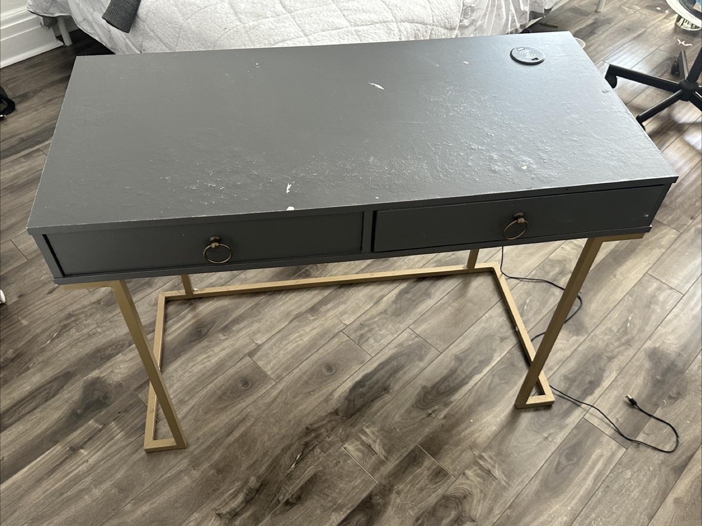 Grey Desk with Gold Legs - photo 3