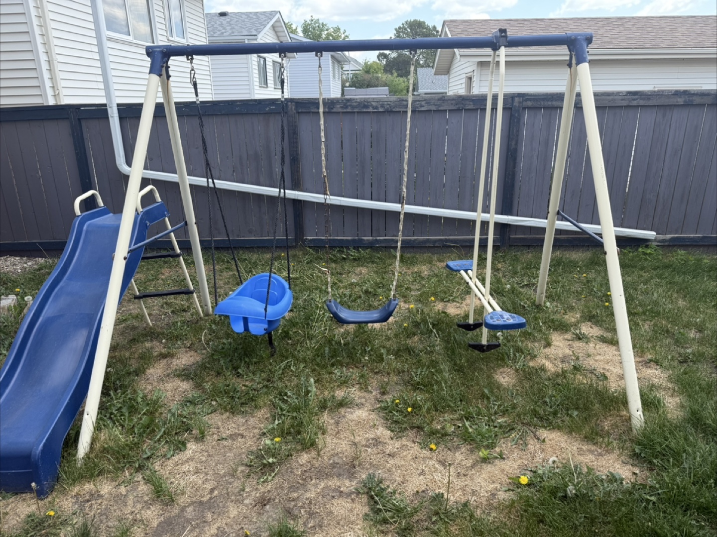 Outdoor Swing Set with Slide