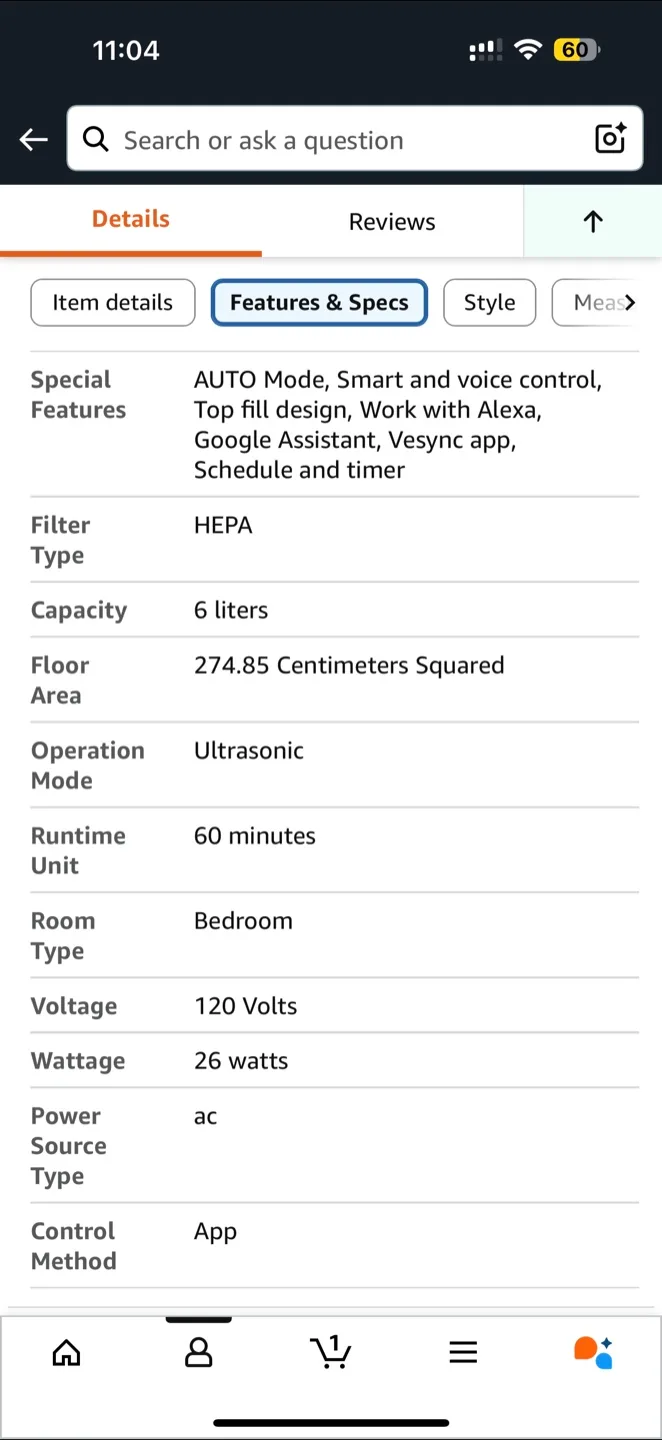 Levoit Smart Cool Mist Humidifier (Classic 300S) image indicator(5)