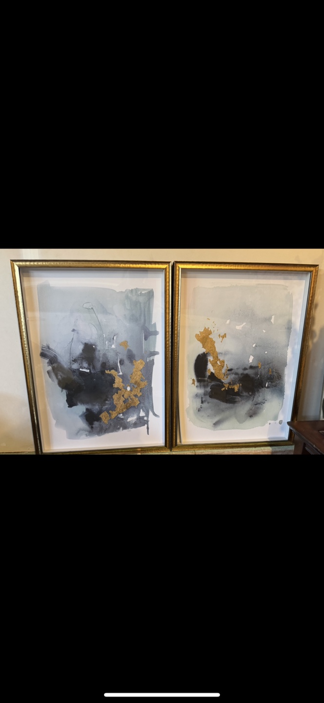 Set of 2 Framed Abstract Paintings
