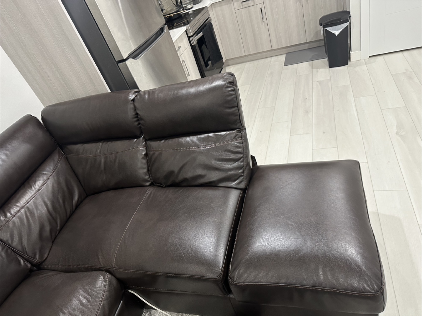 Brown Leather Sectional Couch - photo 3