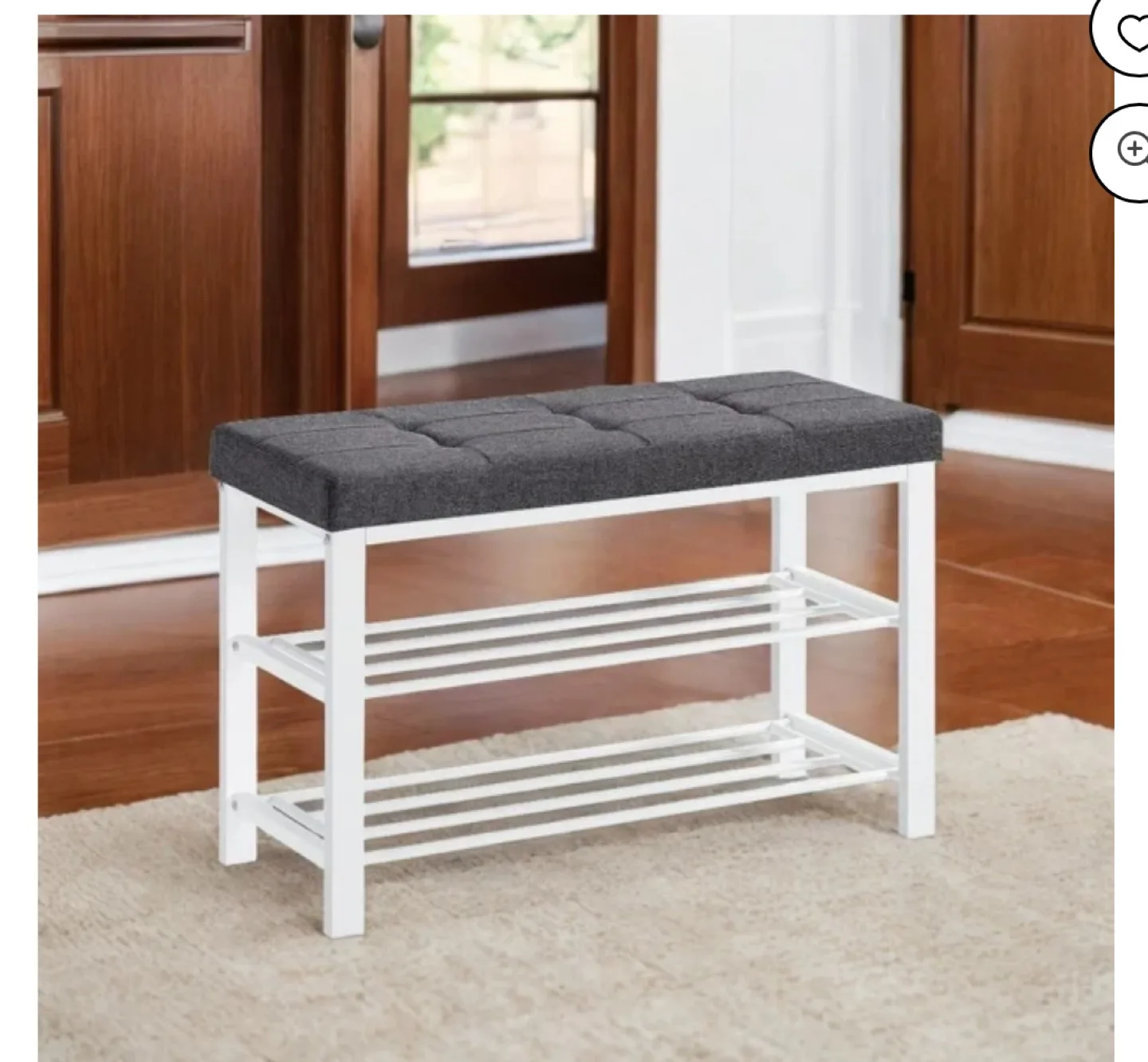 Grey Fabric Bench with Shoe Rack thumbnail