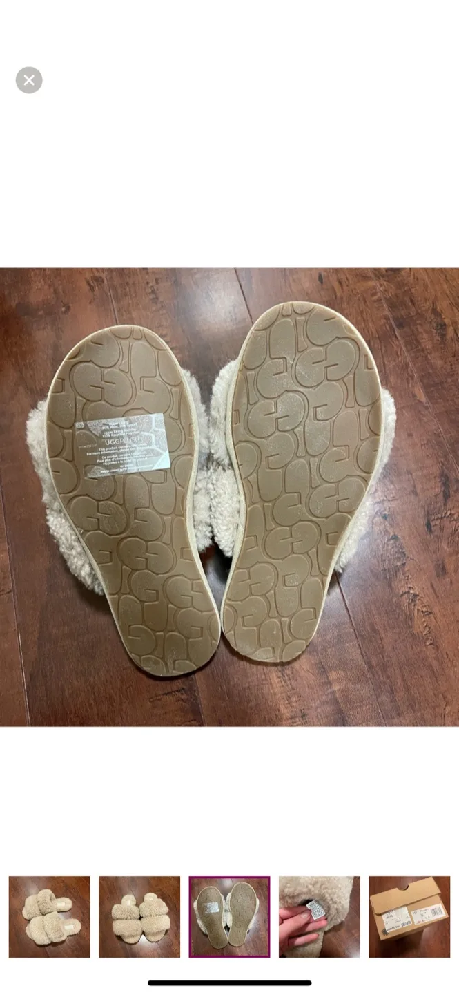 NWT UGG Maxi Curly Scuffetta Slippers, Sand, 5 image indicator(8)