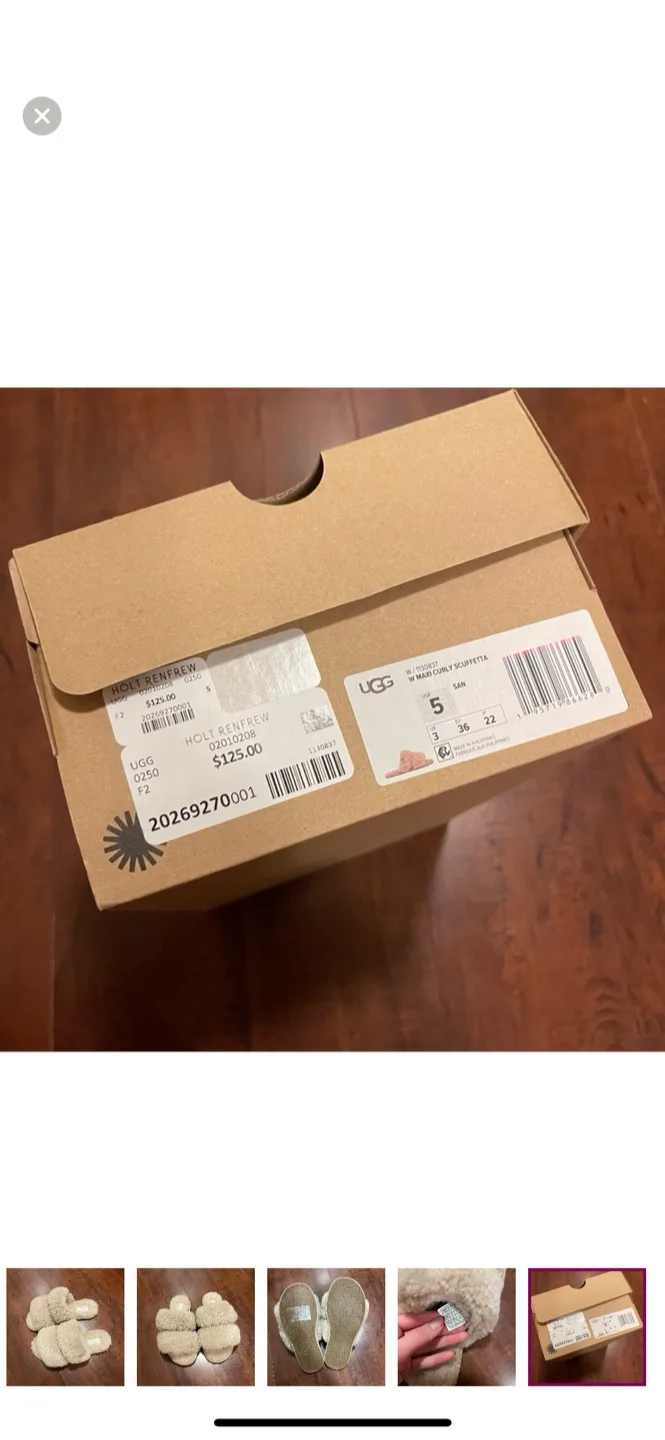 NWT UGG Maxi Curly Scuffetta Slippers, Sand, 5 image indicator(10)