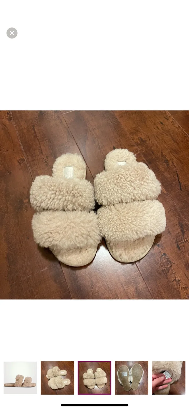 NWT UGG Maxi Curly Scuffetta Slippers, Sand, 5 image indicator(7)