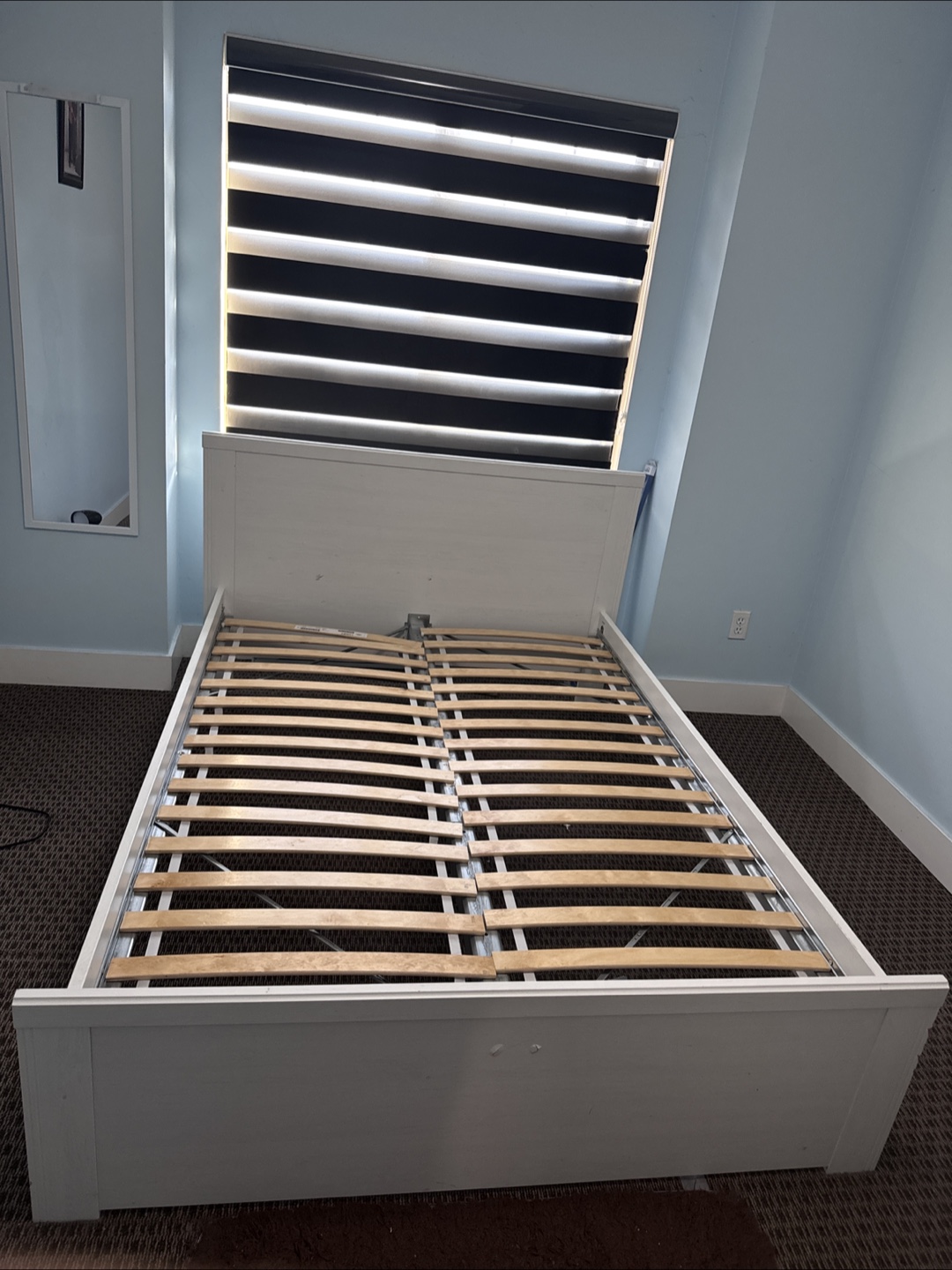 White Double size Bed Frame with mattress free ,like new