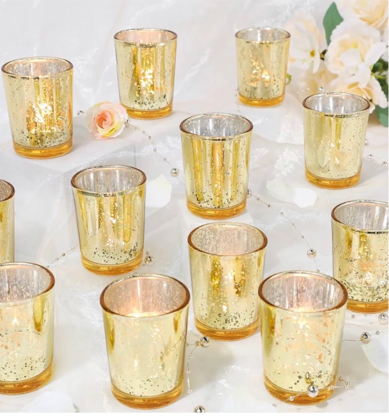 Golden Mercury Glass Candle Holders