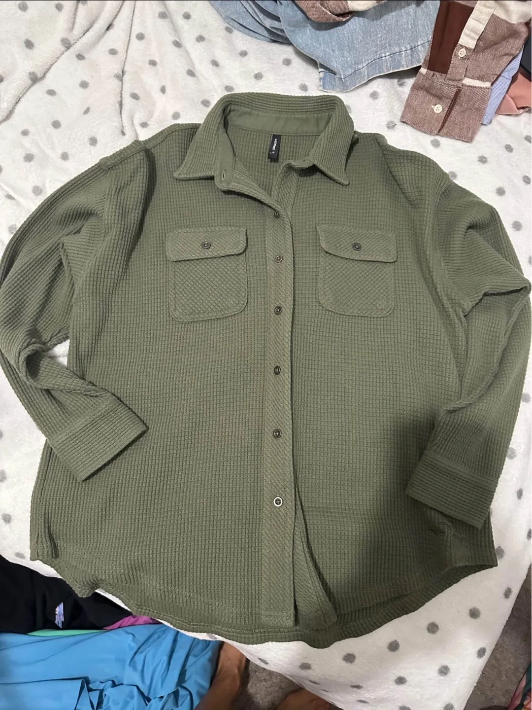 Green Waffle Button-Up Shirt thumbnail