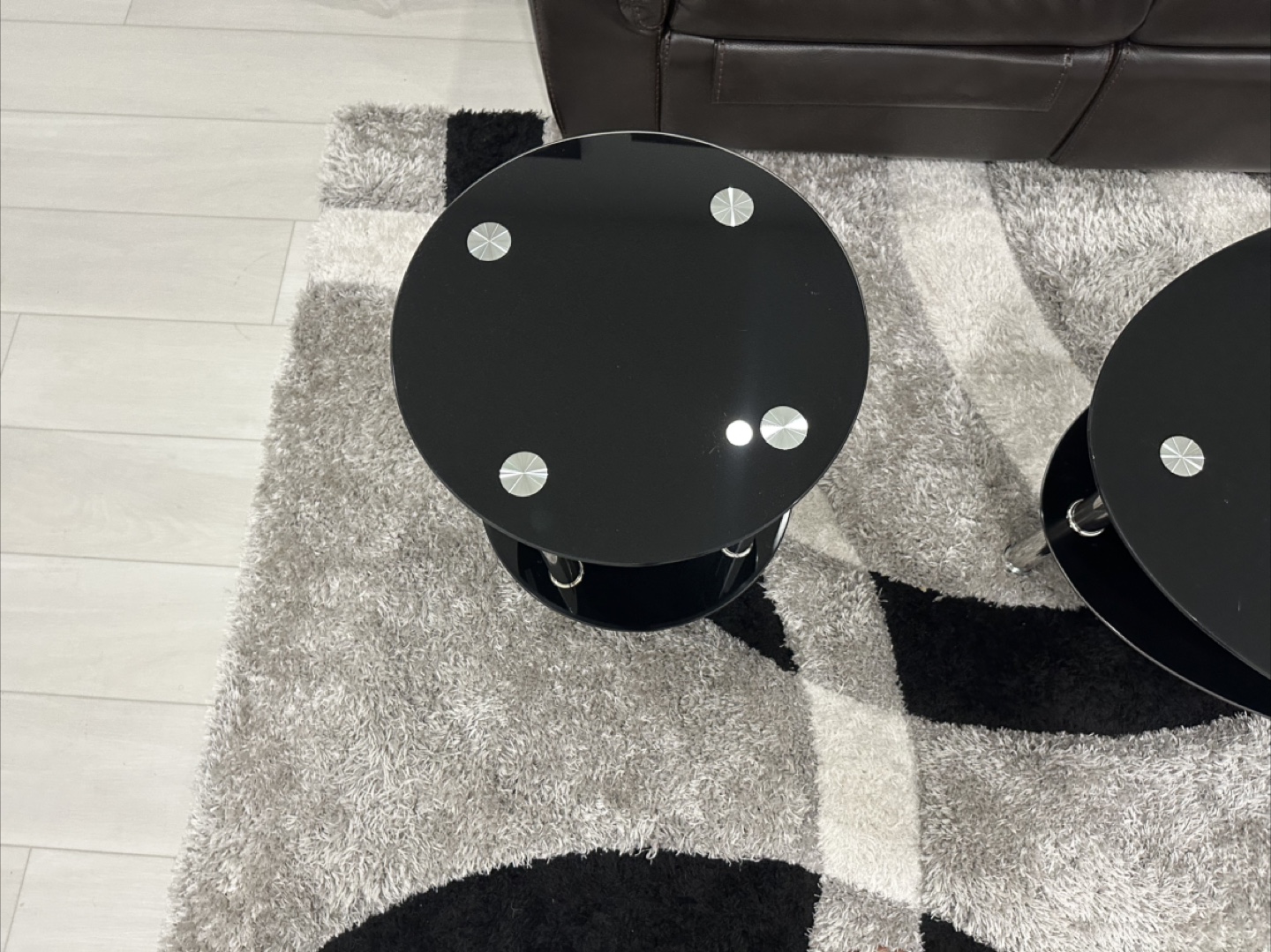 Modern Black Glass Coffee Table & Side Tables Set - photo 2