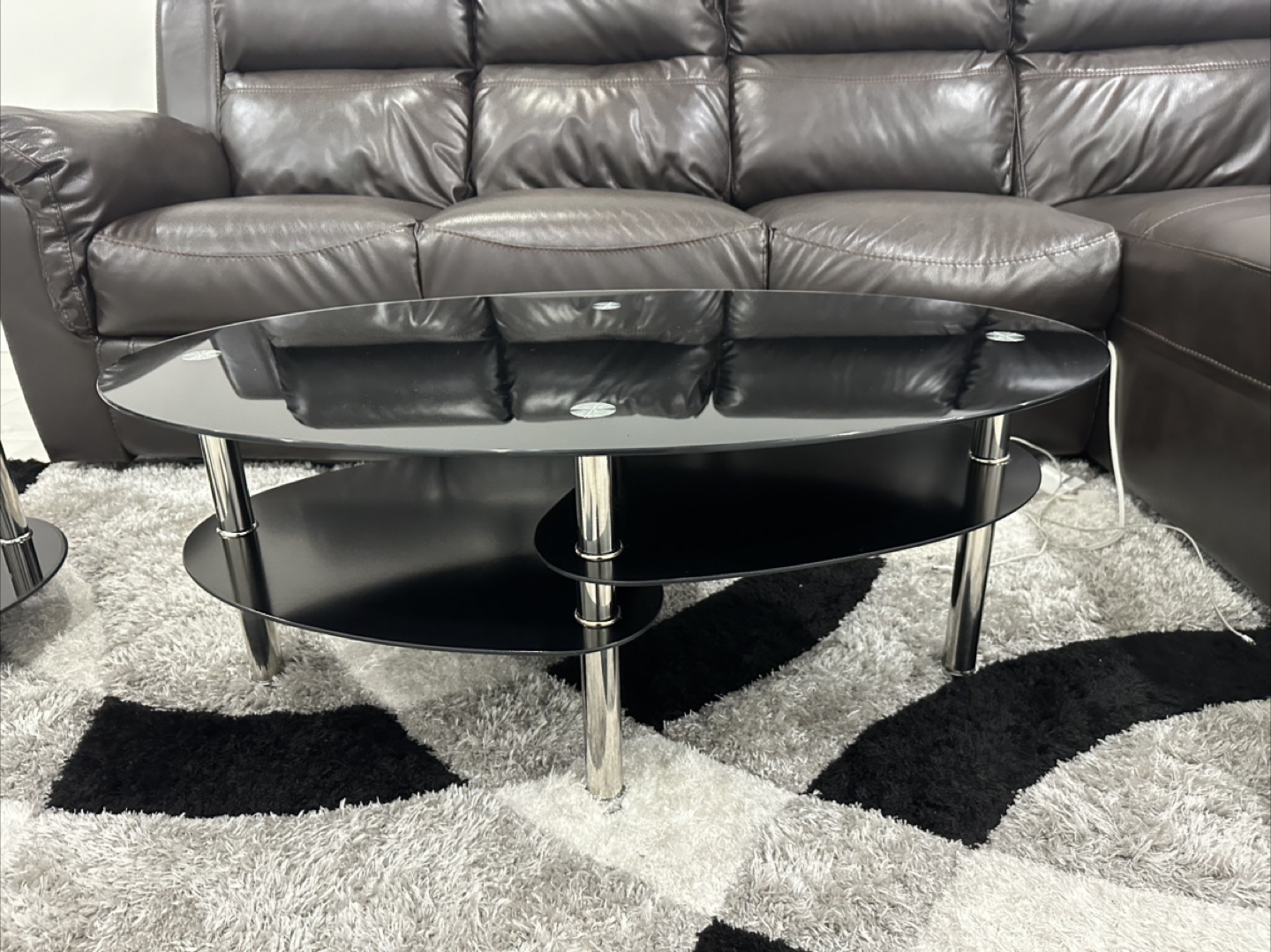 Modern Black Glass Coffee Table & Side Tables Set - photo 3