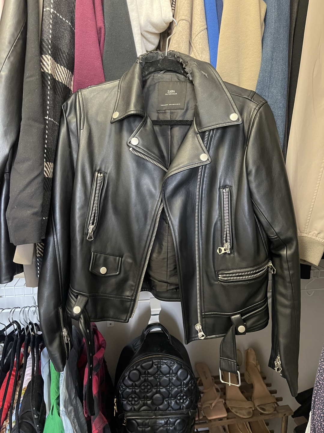 Zara Black Faux Leather Jacket