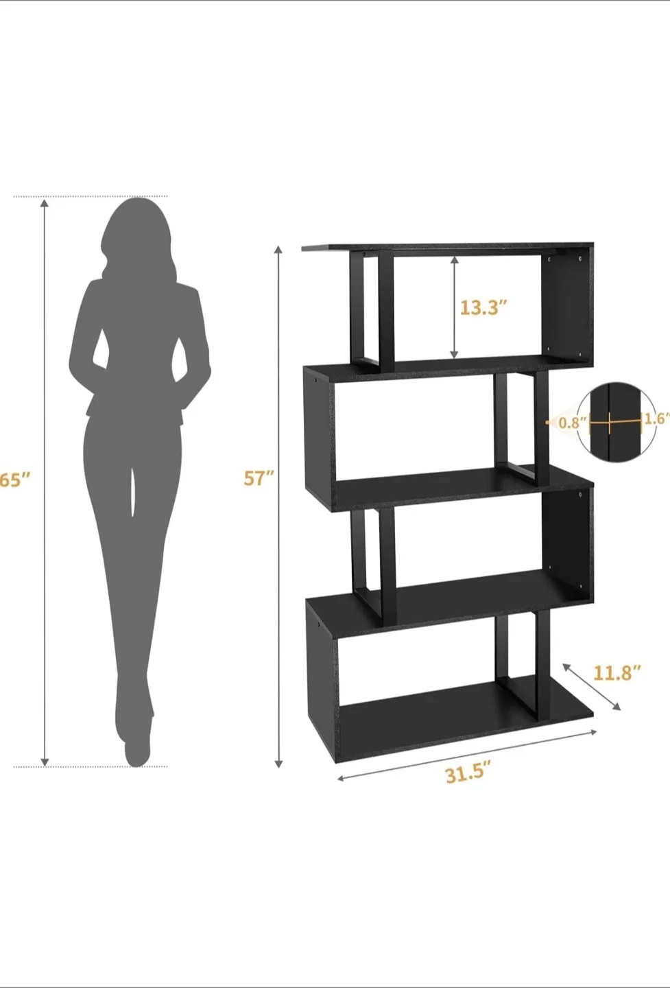 Black Zigzag Bookshelf thumbnail