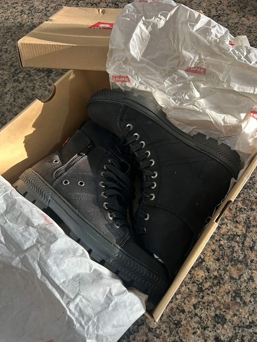 Levi's Black Sahara Combat Boots thumbnail