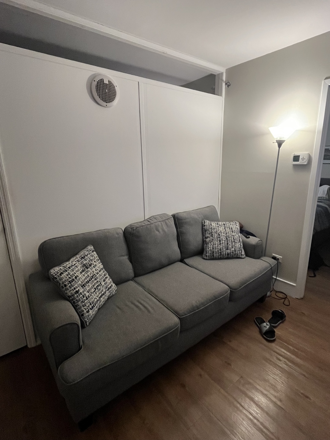 Cozy Gray Sofa with Pillows