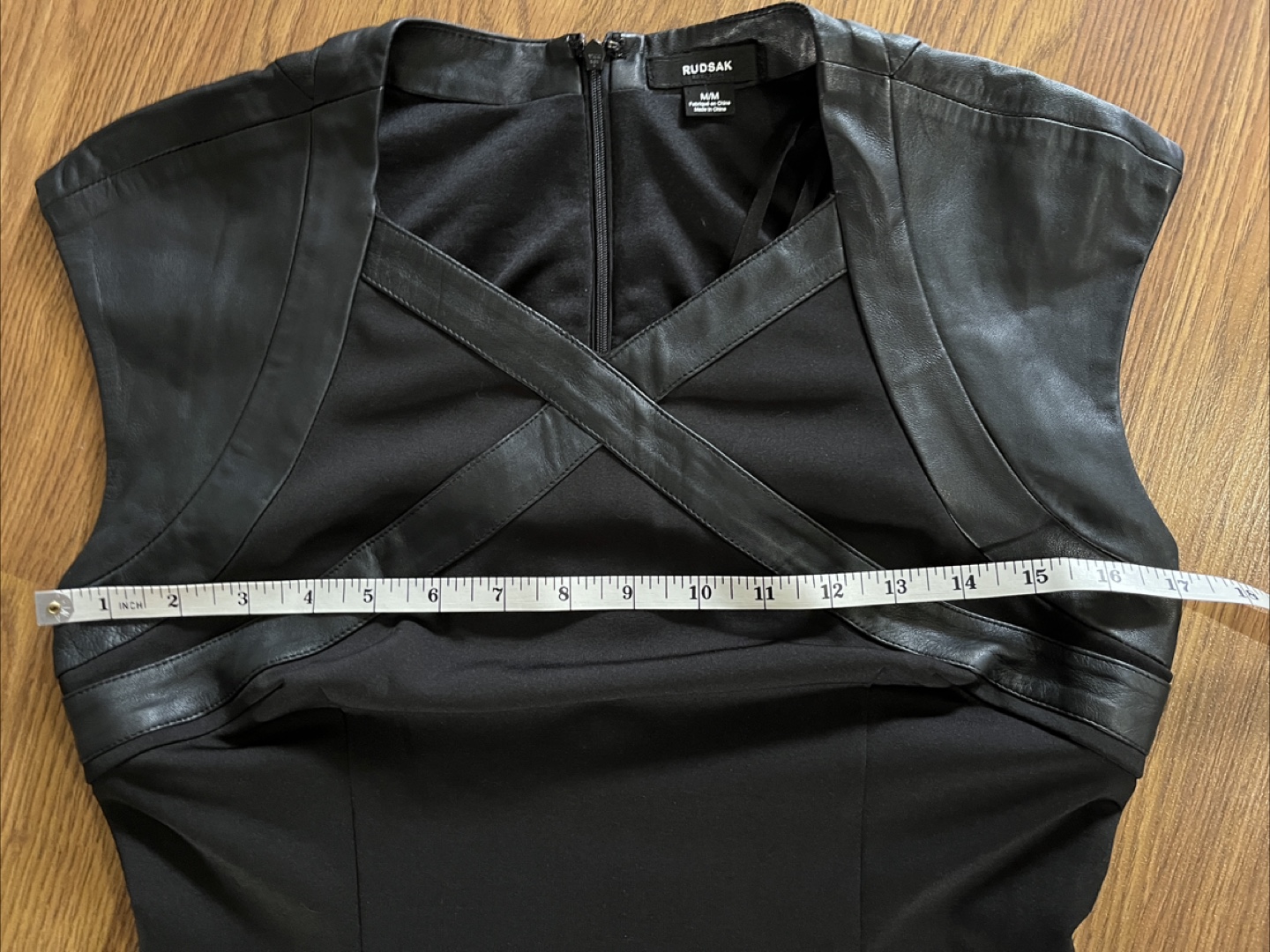 RUDSAK women’s medium little black dress with faux leather trim - photo 5