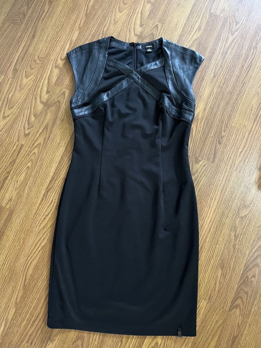 RUDSAK women’s medium little black dress with faux leather trim