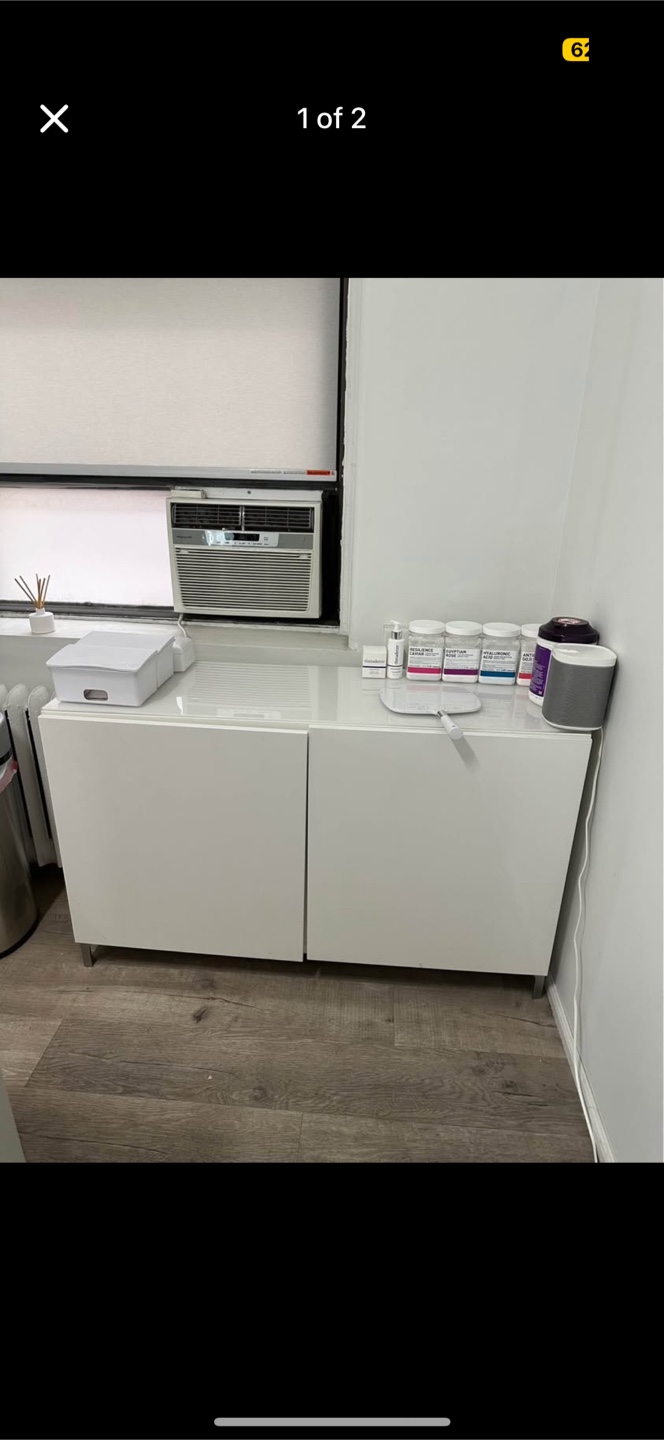 IKEA Besta glossy cabinet with glass on top