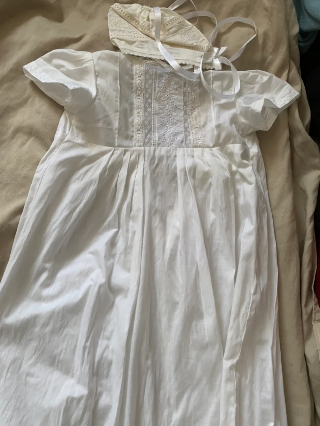 Vintage White Baby Gown with Bonnet image indicator(2)
