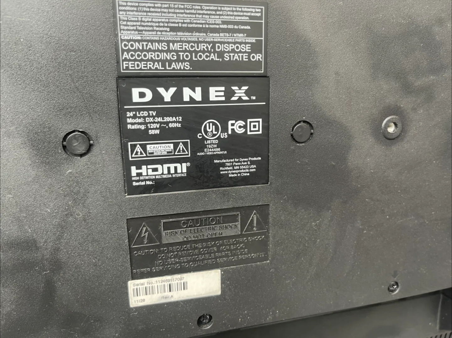 Dynex 24" LCD TV image indicator(2)