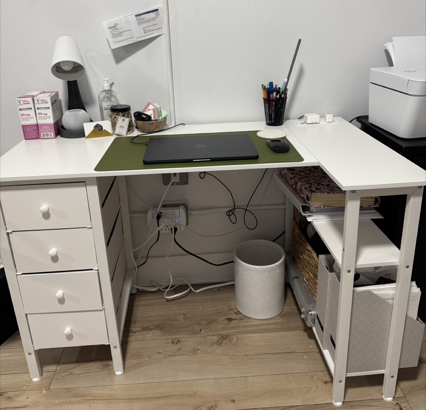 White L-Shaped Computer Desk