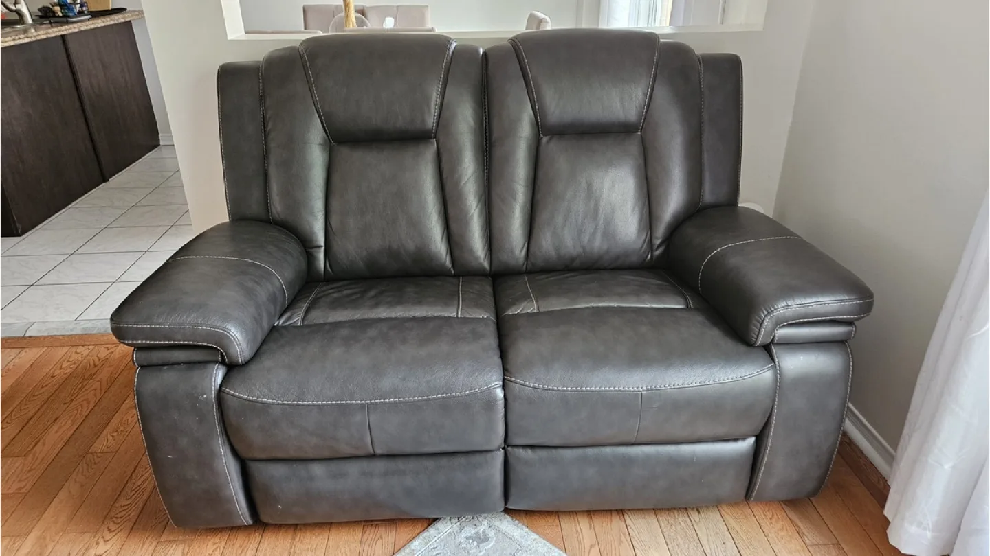 Grey Loveseat Power Recliner - 2yr Warranty thumbnail
